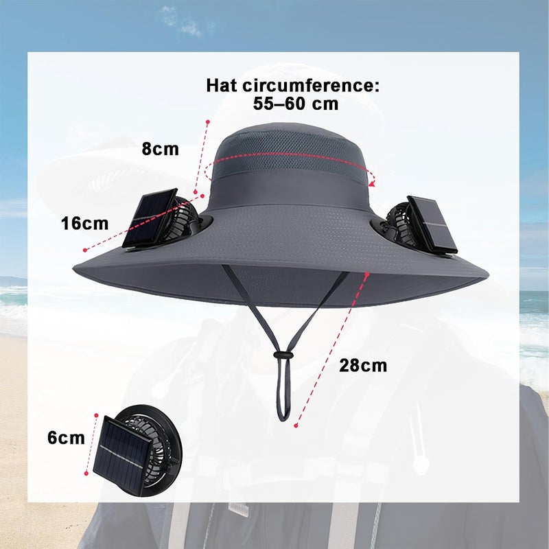 ZoeMeilil Solar Fan Fishing Hat 2 Fans – UPF 50+ UV Protection, Adjustable Bucket Hat for Fishing/Gardening/Hiking/Travel - Image 5
